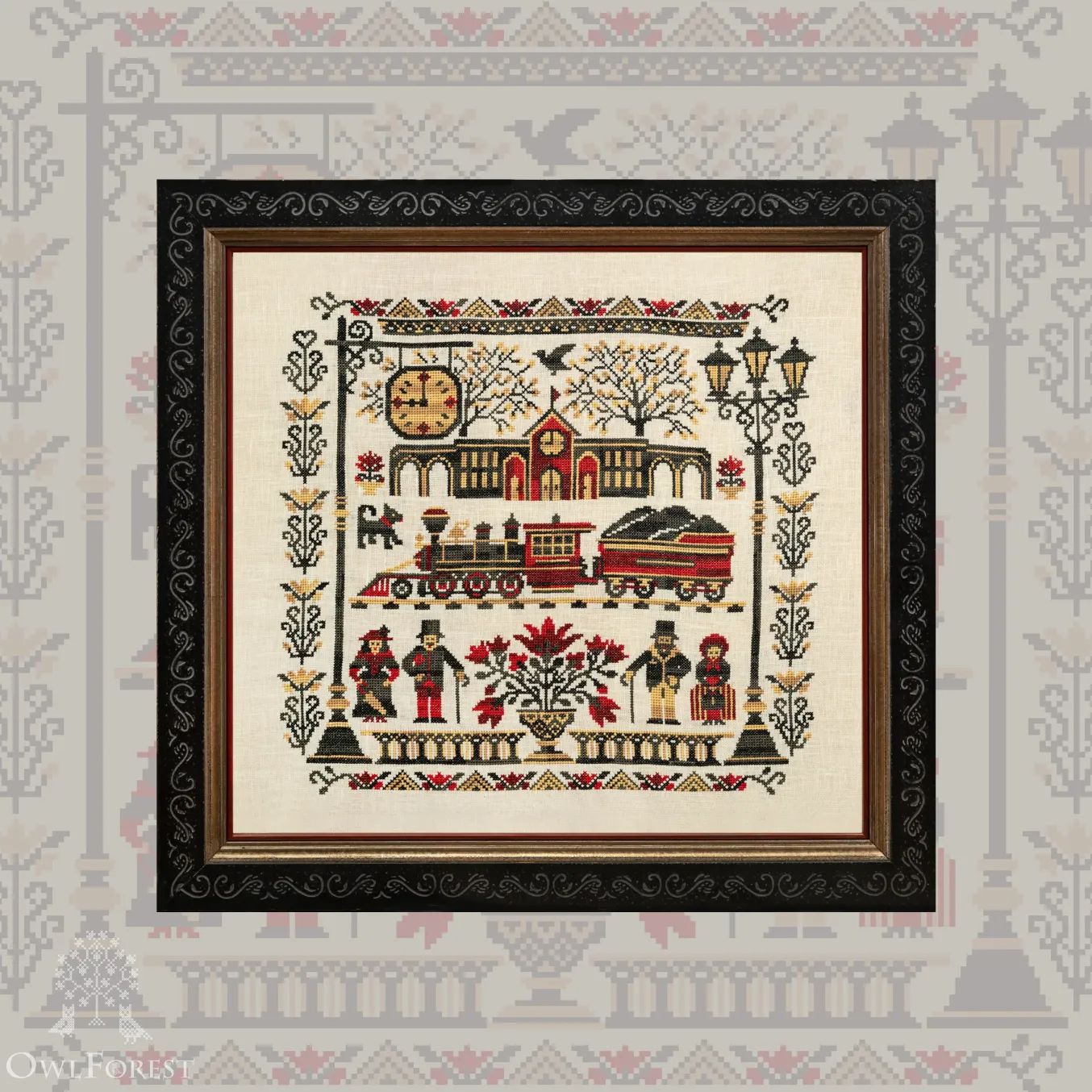 At the Railway Station by Owl Forest Embroidery. Embroidery cross stitch kit 2022
