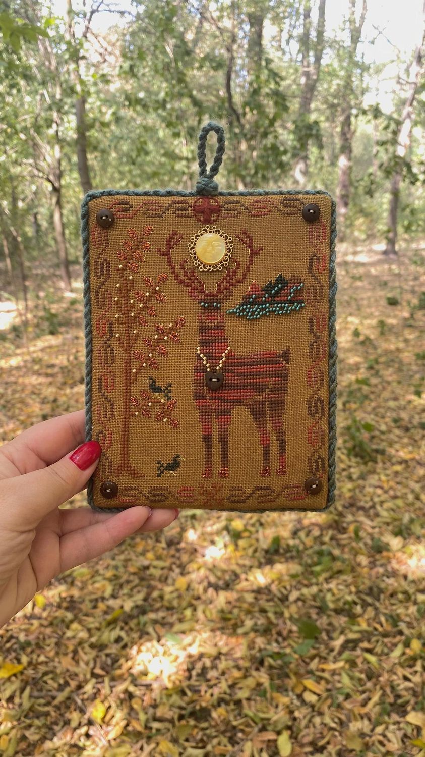 Solstice Stag by MilleFleur 2024 Mythical Creatures Series Cross Stitch Pattern, Embellishment Pack