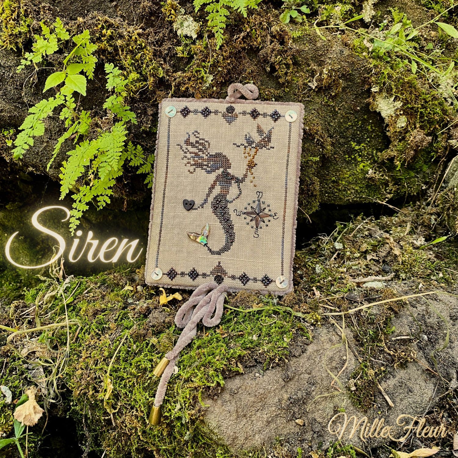 Siren by MilleFleur 2024 Mythical Creatures Series Cross Stitch Pattern, Embellishment Pack