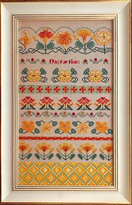 Nasturtium Capucine Sampler by MilleFleur 2023 Cross Stitch Pattern, Embellishment Pack