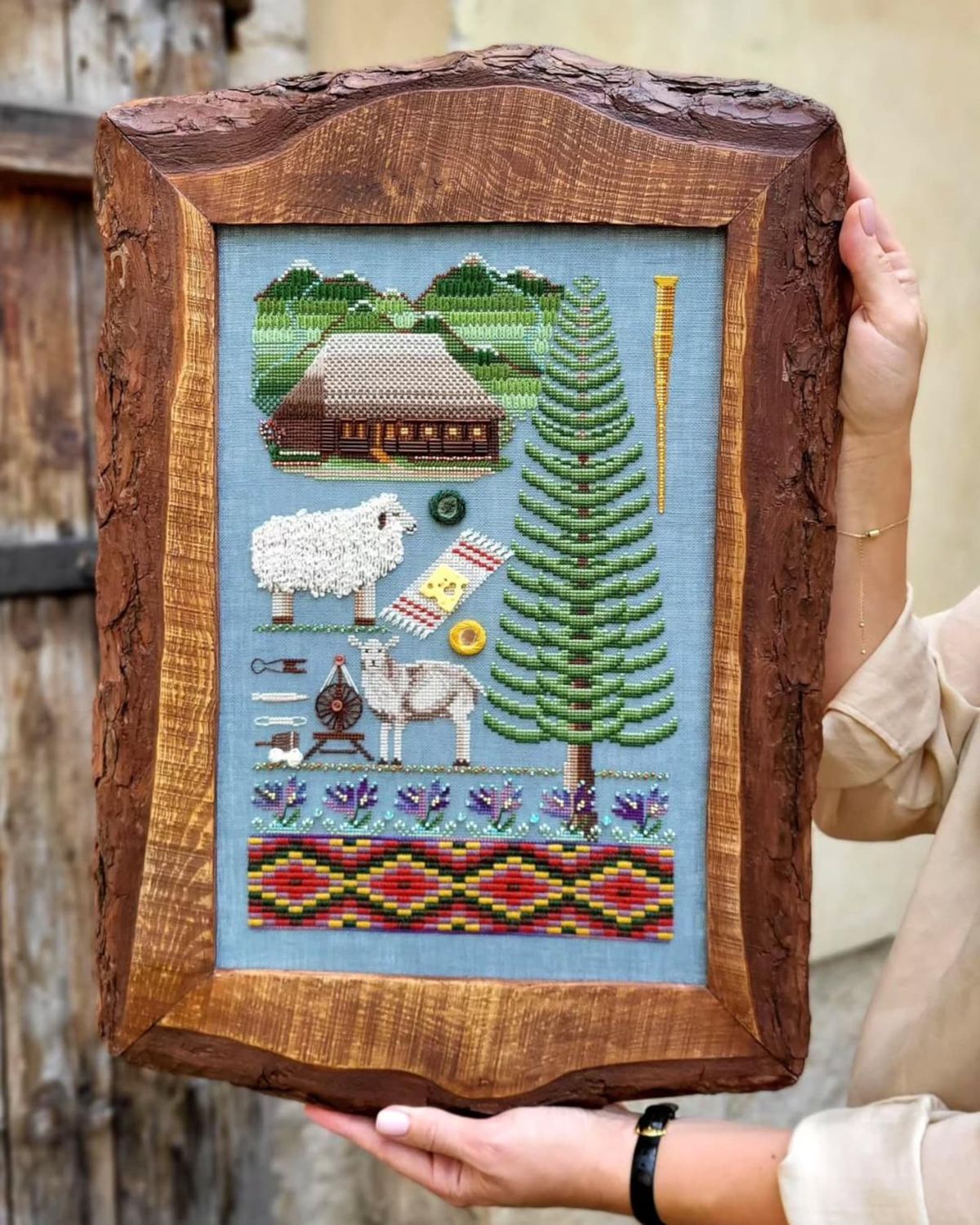 Among the mountains Sampler by MilleFleur 2025 Cross Stitch Pattern, Bead and thread pack