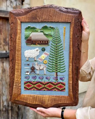 Among the mountains Sampler by MilleFleur 2025 Cross Stitch Pattern, Bead and thread pack