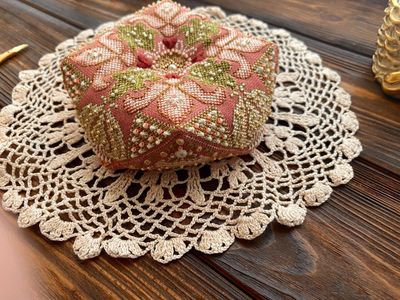 Romantic Lilies Biscornu by MilleFleur 2023 Cross Stitch Pattern, Bead &amp; Thread Packs