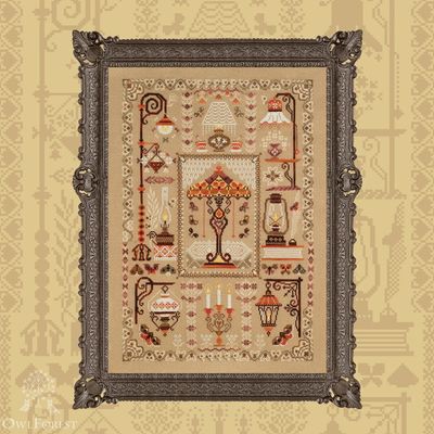 Light Sampler by Owl Forest Embroidery 2024 Printed counted cross stitch pattern, Set of Hand-Dyed Threads (DMC) 28, 32 ct. with 2 strands