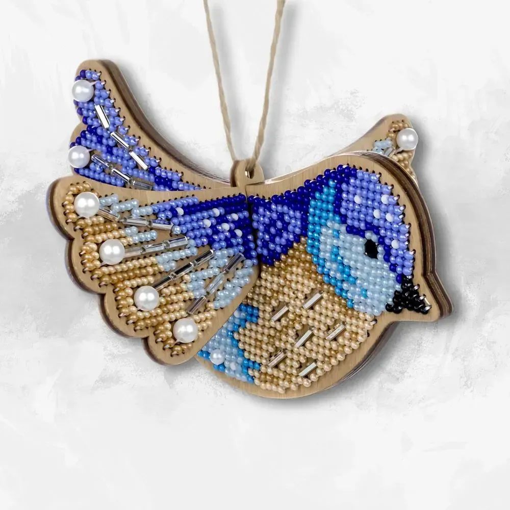 Blue Bird by Wonderland Crafts Bead embroidery kit on wood
