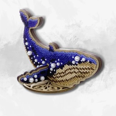 Blue Whale by Wonderland Crafts Bead embroidery kit on wood