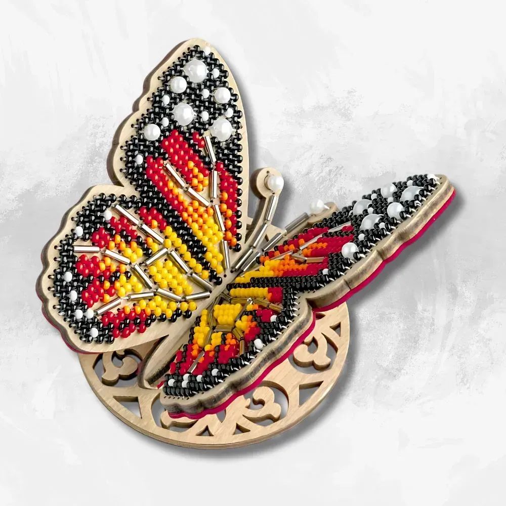 Bright Butterfly by Wonderland Crafts Bead embroidery kit on wood