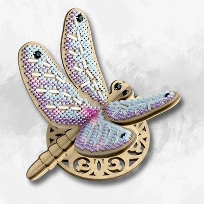 Dragonfly by Wonderland Crafts Bead embroidery kit on wood