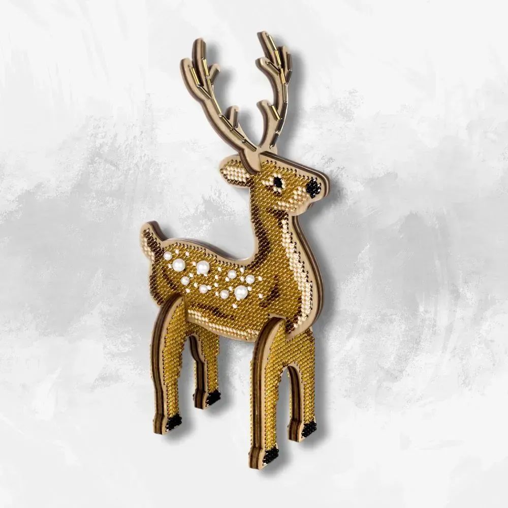 Forest Deer by Wonderland Crafts Bead embroidery kit on wood