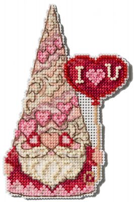 Gnome with Heart by Mill Hill 2025 Jim Shore Holiday Gnome Series beaded cross stitch embroidery kit