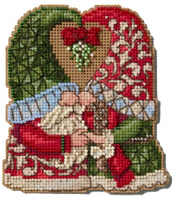 Mistletoe Couple Gnomes by Mill Hill 2025 Jim Shore Holiday Gnome Series beaded cross stitch embroidery kit