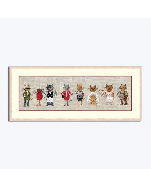 Parisian Cats Frieze by Le Bonheur des Dames Animals Collection Counted cross stitch kit