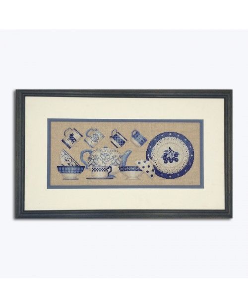 Blue tableware by Le Bonheur des Dames Kitchen Collection Counted cross stitch kit