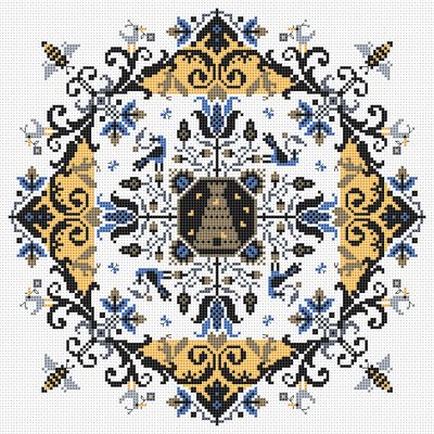 The Birds ‘n the Bees by Long Dog Samplers Geometric Collection Counted cross stitch pattern