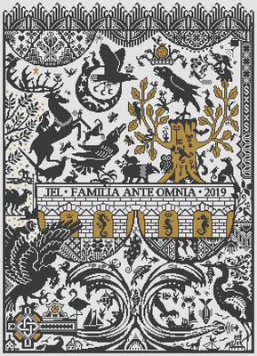The Raven Quatrain by Long Dog Samplers Geometric Collection Counted cross stitch pattern