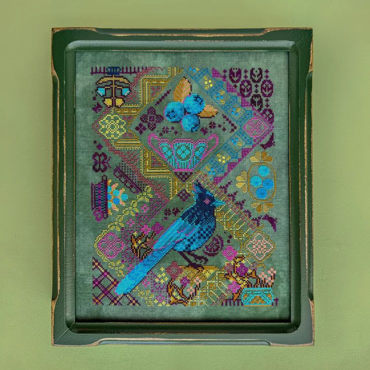 Blueberry Jay by Jessica Doize (JEDxStitch) 2025 Needlework Marketplace exclusive! Counted cross stitch pattern
