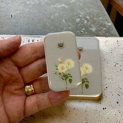 Bee and Rose Small Tin by Firefly Notes Floral Slider Tin for Needles &amp; Notions