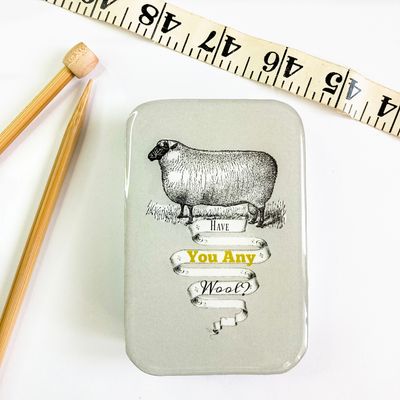 Have You Any Wool Large Storage Tin by Firefly Notes Vintage Art Slider Tin with Resin Top