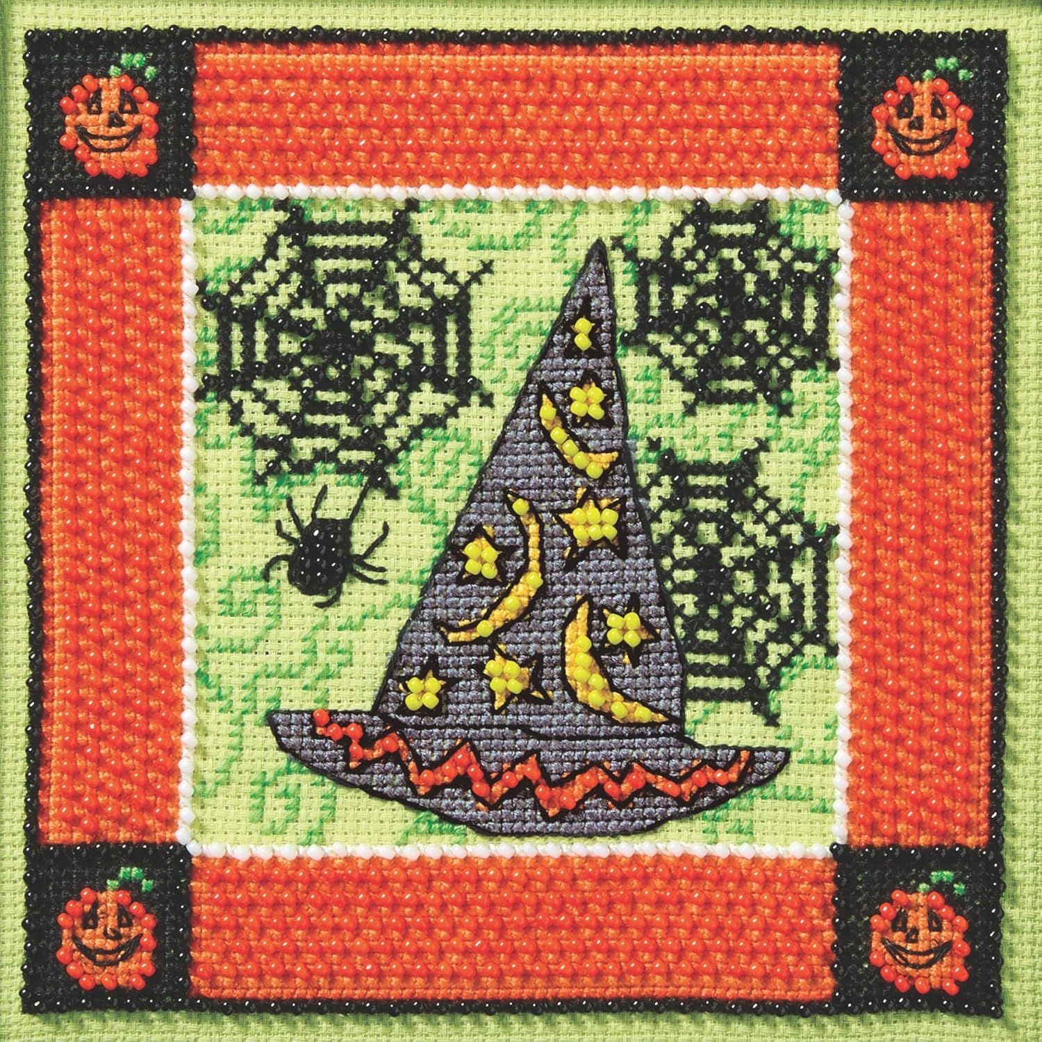 Witch Hat by Mill Hill 2025 Fright Night Series Debbie Mumm kits Stitched and Beaded cross stitch kit