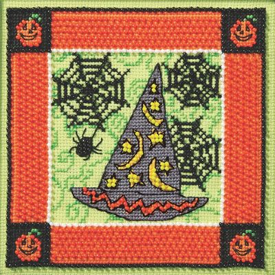 Witch Hat by Mill Hill 2025 Fright Night Series Debbie Mumm kits Stitched and Beaded cross stitch kit