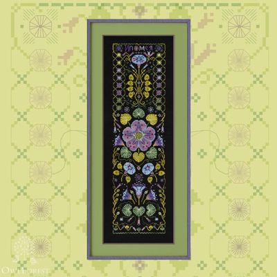 Ipomoea by Owl Forest Embroidery 2025 Printed counted cross stitch pattern, Set of Hand-Dyed Threads (DMC) 28, 32 ct. with 2 strands
