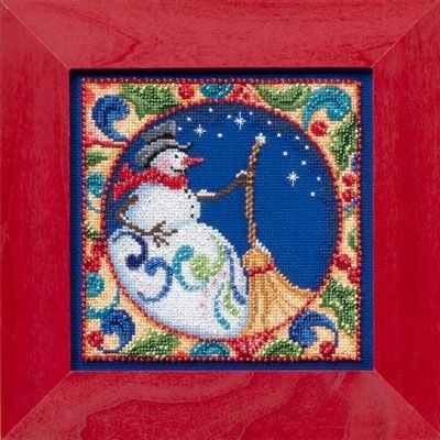 Snowman by Mill Hill 2014 Jim Shore Kits Winter Series beaded embroidery kit