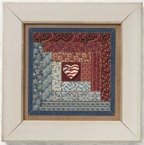 Log Cabin Quilt by Mill Hill 2011 Autumn Series Buttons and Bead embroidery kit. Beaded cross stitch kit