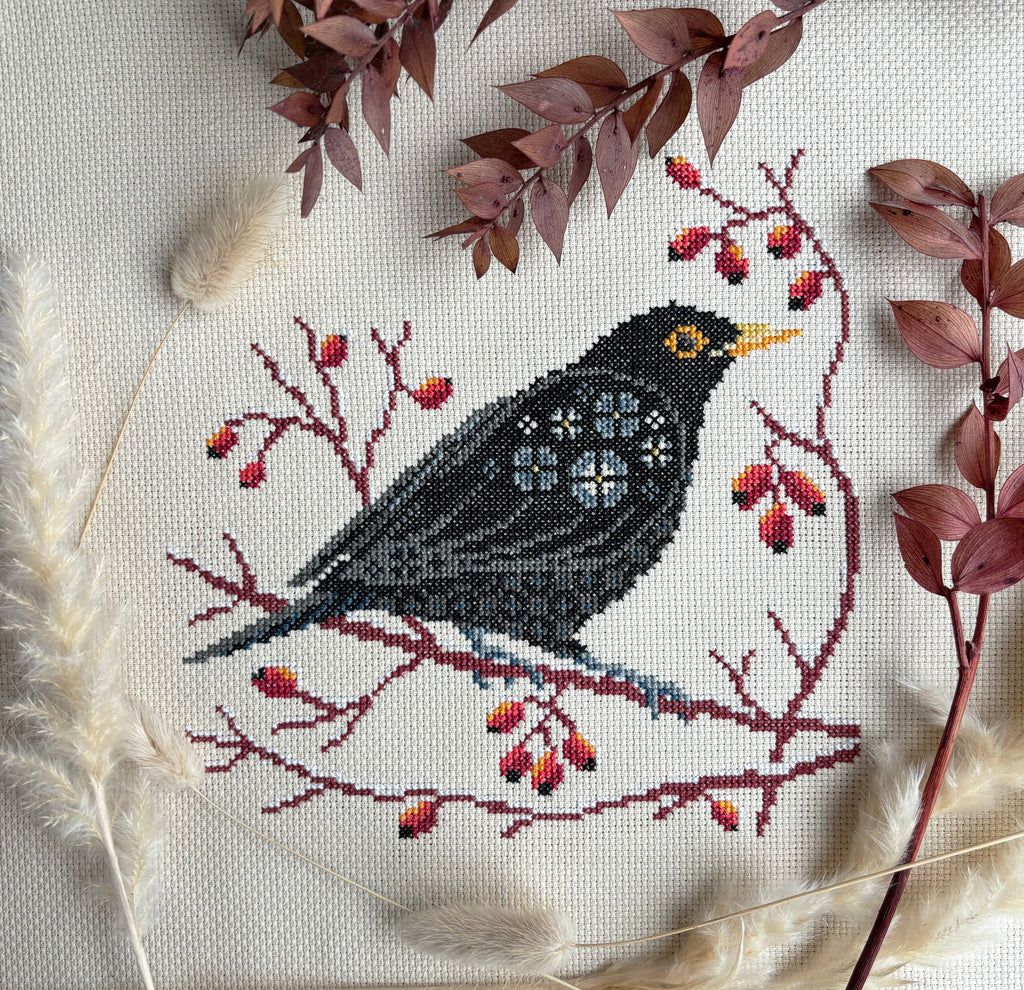 Blackbird at Dawn by Love Poppet 2025 Counted cross stich pattern