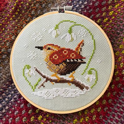 Wren &amp; Snowdrops by Love Poppet 2024 Counted cross stich pattern