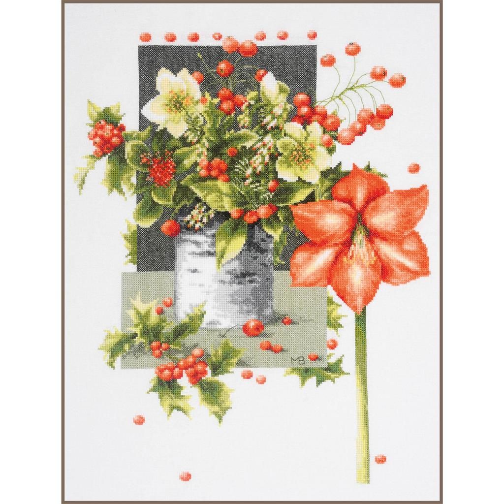 Holly Jolly Amaryllis by LanArte 2023 Counted cross stitch kit