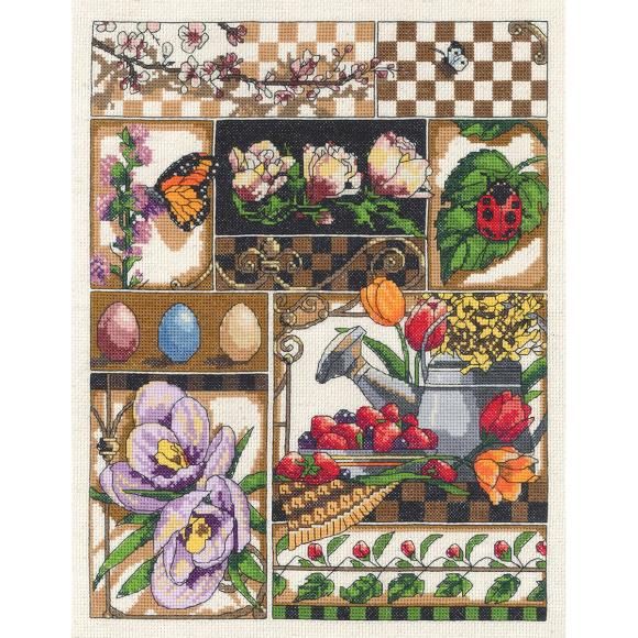 Spring Montage by Janlynn Counted Cross Stitch Kit designer Janet Stever. Four season series