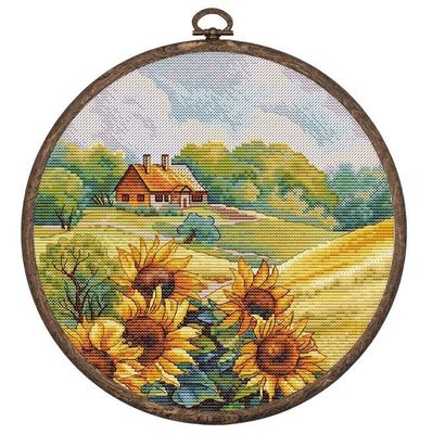 Golden Hill by HobbyJobby Counted Cross Stitch Kit with Hoop Included