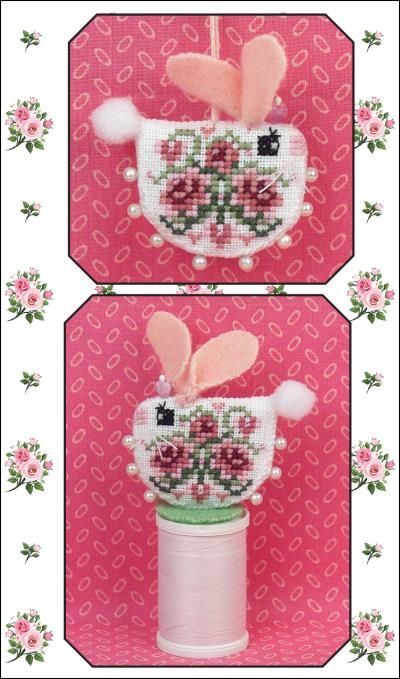 Rose Heart Bunny by Just Nan 2024 Printing Cross stitch pattern and Embellishment Pack
