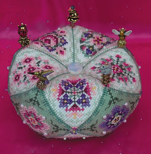 Floral Fifteen Biscornu by Just Nan 2009 Cross stitch pattern and Embellishment Pack
