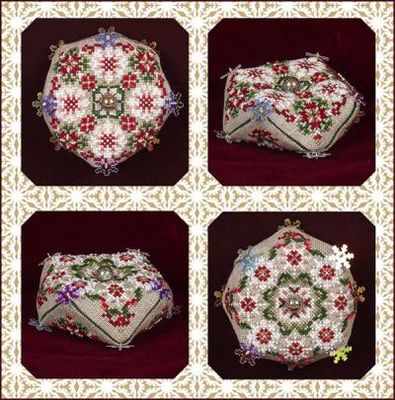 Christmas Snowfall Biscornu by Just Nan 2023 Printing Cross stitch pattern and Embellishment Pack
