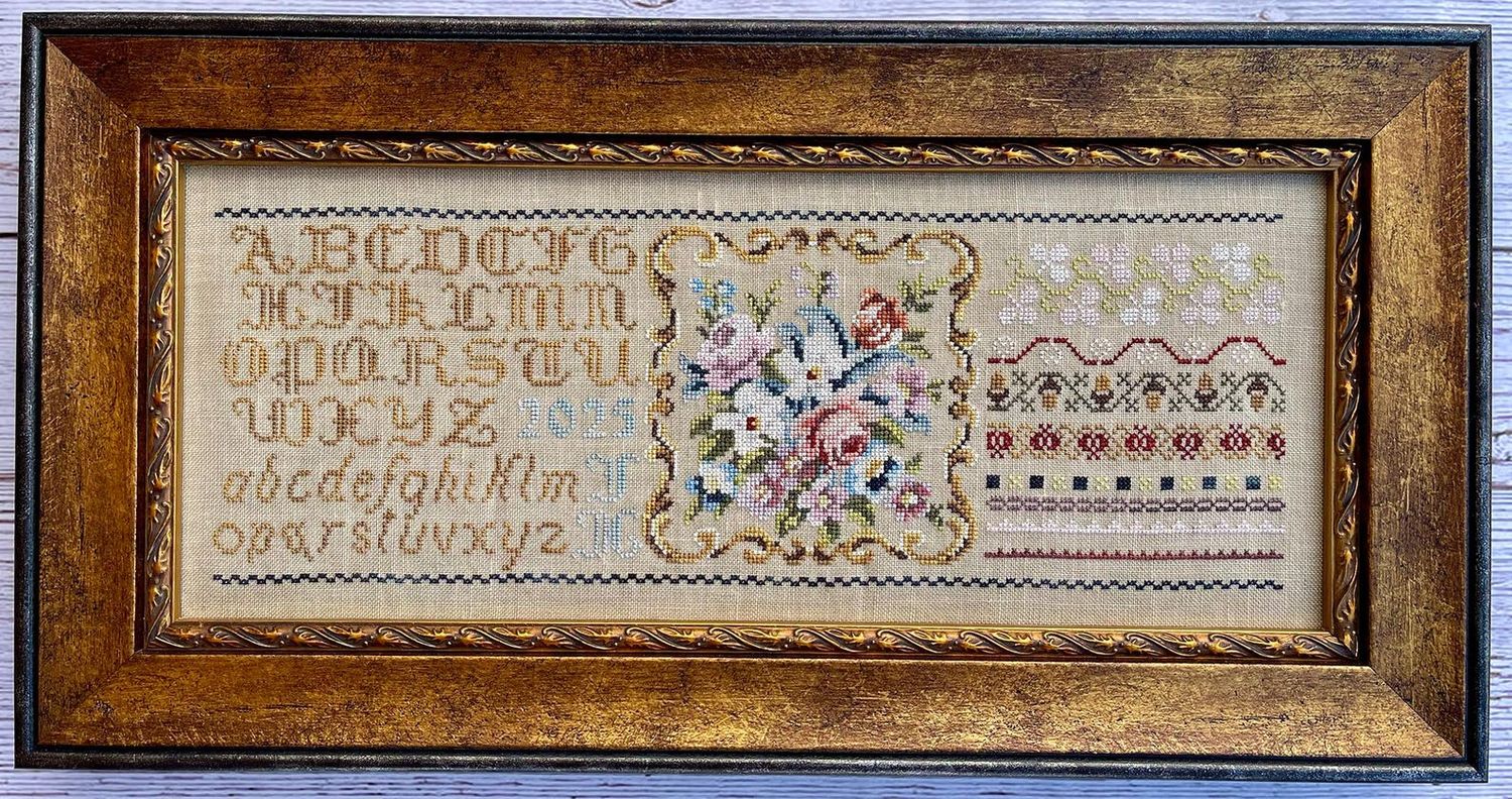 Milady’s Posies by Jan Hicks Creates 2025 Antique Lady’s Compact Reproduction Counted cross stitch pattern
