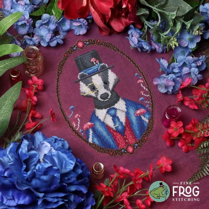 Badger Gentleman by Fine Frog Stitching 2024 Printed Counted Cross Stitch pattern