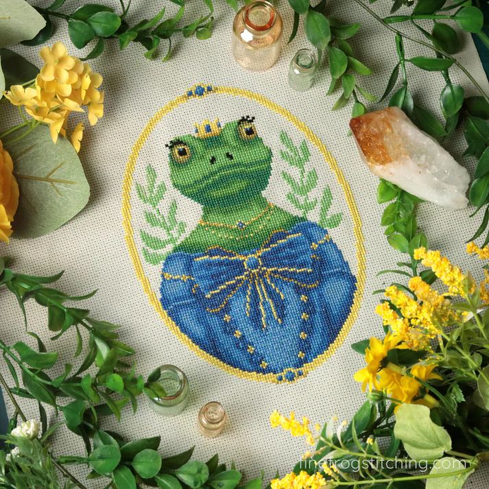 Princess Pondworthy by Fine Frog Stitching Printed Counted Cross Stitch pattern