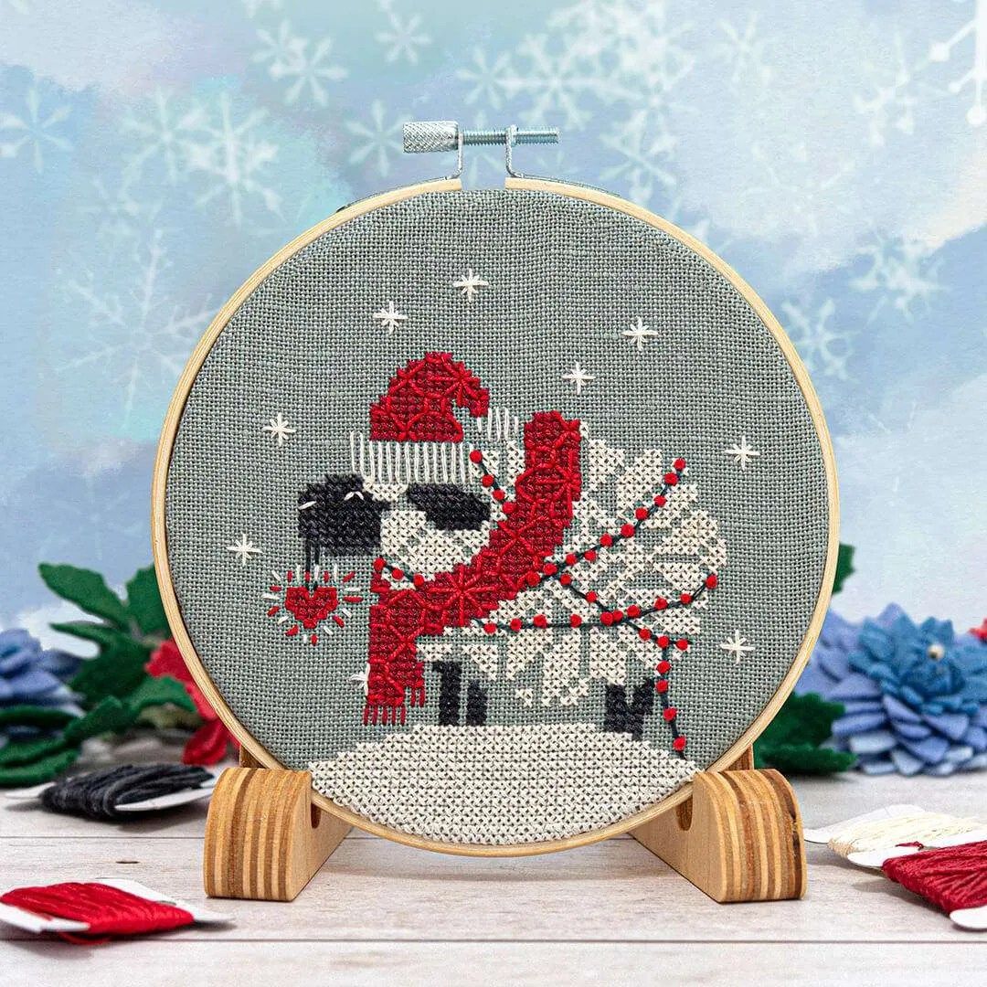Snowflake Sheep Ornament by Counting Puddles 2024 Designer Lindsey Whitney. Winter Counted cross stitch pattern