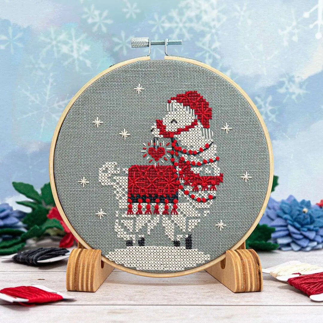 Snowflake Llama Ornament by Counting Puddles 2024 Designer Lindsey Whitney. Winter Counted cross stitch pattern