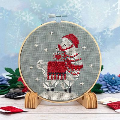 Snowflake Llama Ornament by Counting Puddles 2024 Designer Lindsey Whitney. Winter Counted cross stitch pattern