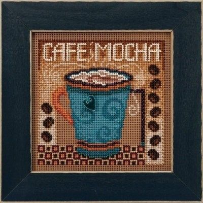 Cafe Mocha by Mill Hill 2020 Autumn Series Buttons and Bead embroidery kit. Delicious coffee beaded cross stitch kit