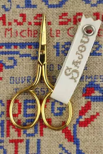 Flagey Gilded miniature embroidery scissors by Sajou (France) Ideal for broderie anglaise or Richelieu embroidery, for hardanger embroidery