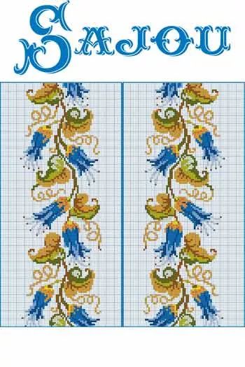 Lily garland composition by Sajou (France) Counted cross stitch pattern