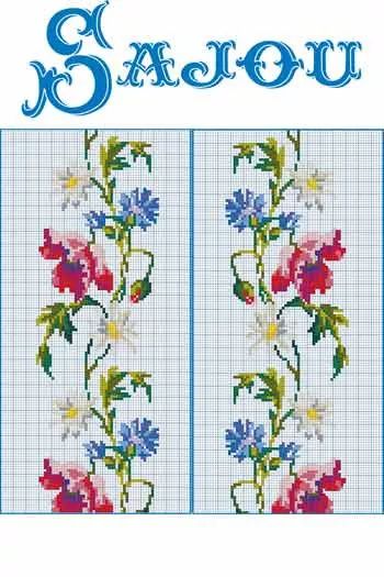 French bouquet composition by Sajou (France) Counted cross stitch pattern