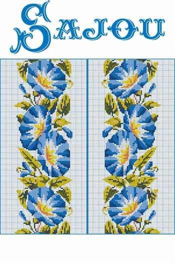 Morning Glory composition by Sajou (France) Counted cross stitch pattern