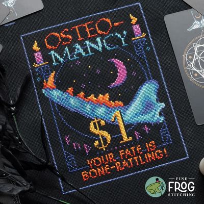 One-Dollar Osteomancy by Fine Frog Stitching Ominous Poster Series Printed Counted Cross Stitch pattern