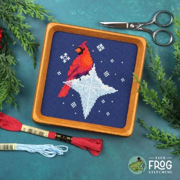 Ice Star Cardinal by Fine Frog Stitching 2025 Small Printed Cross Stitch pattern