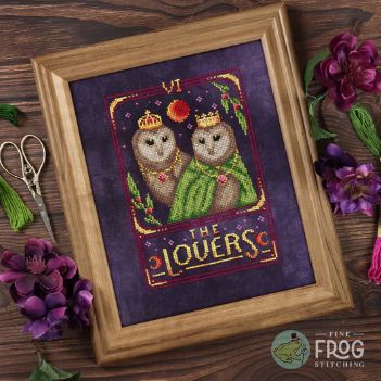 Feather Tarot: The Lovers by Fine Frog Stitching 2025 Printed Counted Cross Stitch pattern