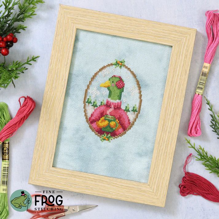 Hot Cocoa Duck by Fine Frog Stitching 2025 Small Printed Cross Stitch pattern